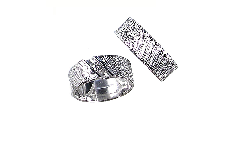 45142+45143-wedding rings, white gold 750, brillant